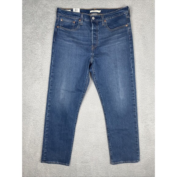 Levis Premium Jeans Wedgie Straight High Rise 31x28 Blue Dark Wash Big E NWT - Picture 1 of 10